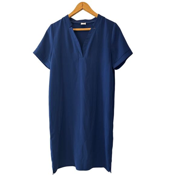 Iris & Ink Navy V-Neck Shift Dress Size 12 Work Office Career Dress - Picture 3 of 13